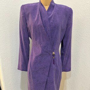 Tahari Purple Paisley Silk Dress SZ 8